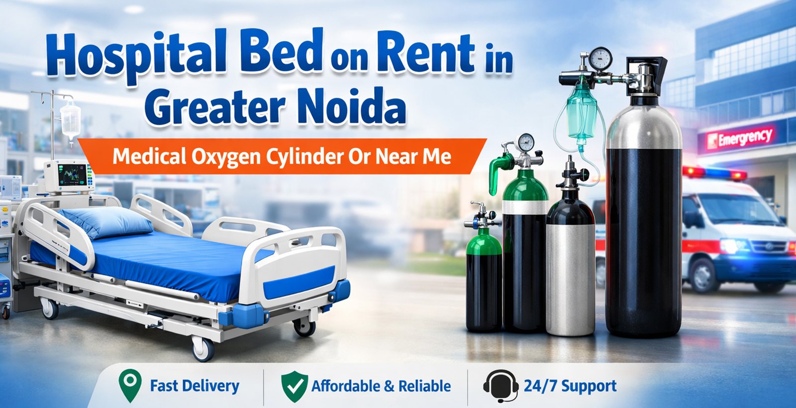 Hospital Bed on Rent in Greater, Noida Medical Oxygen Cylinder Or Near Me